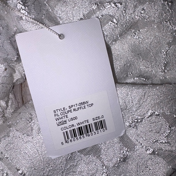 Self Portrait Floral Fil Coupe white off shoulder ruffle top 0 - Picture 6 of 11